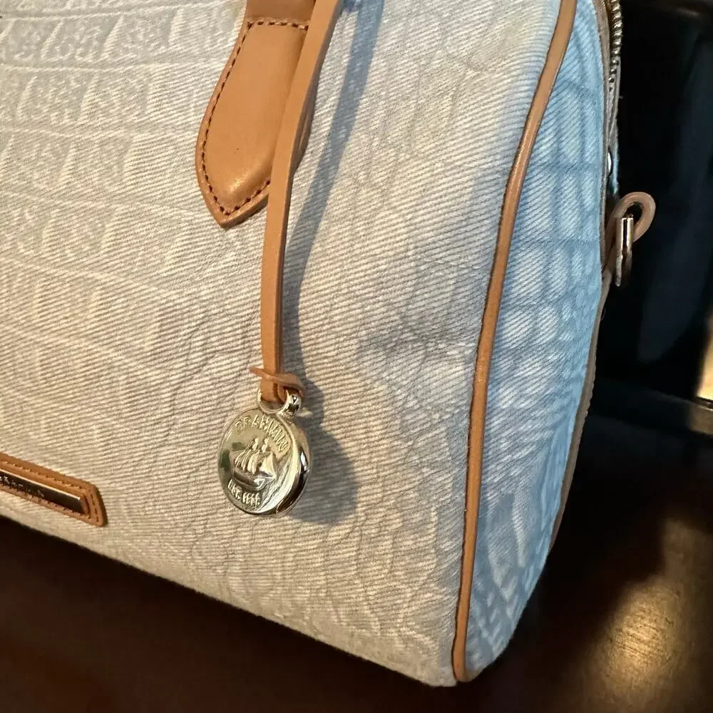 NWT Brahmin rare blue Leather Satchel purse Handbag Stacy Light Denim Quinze